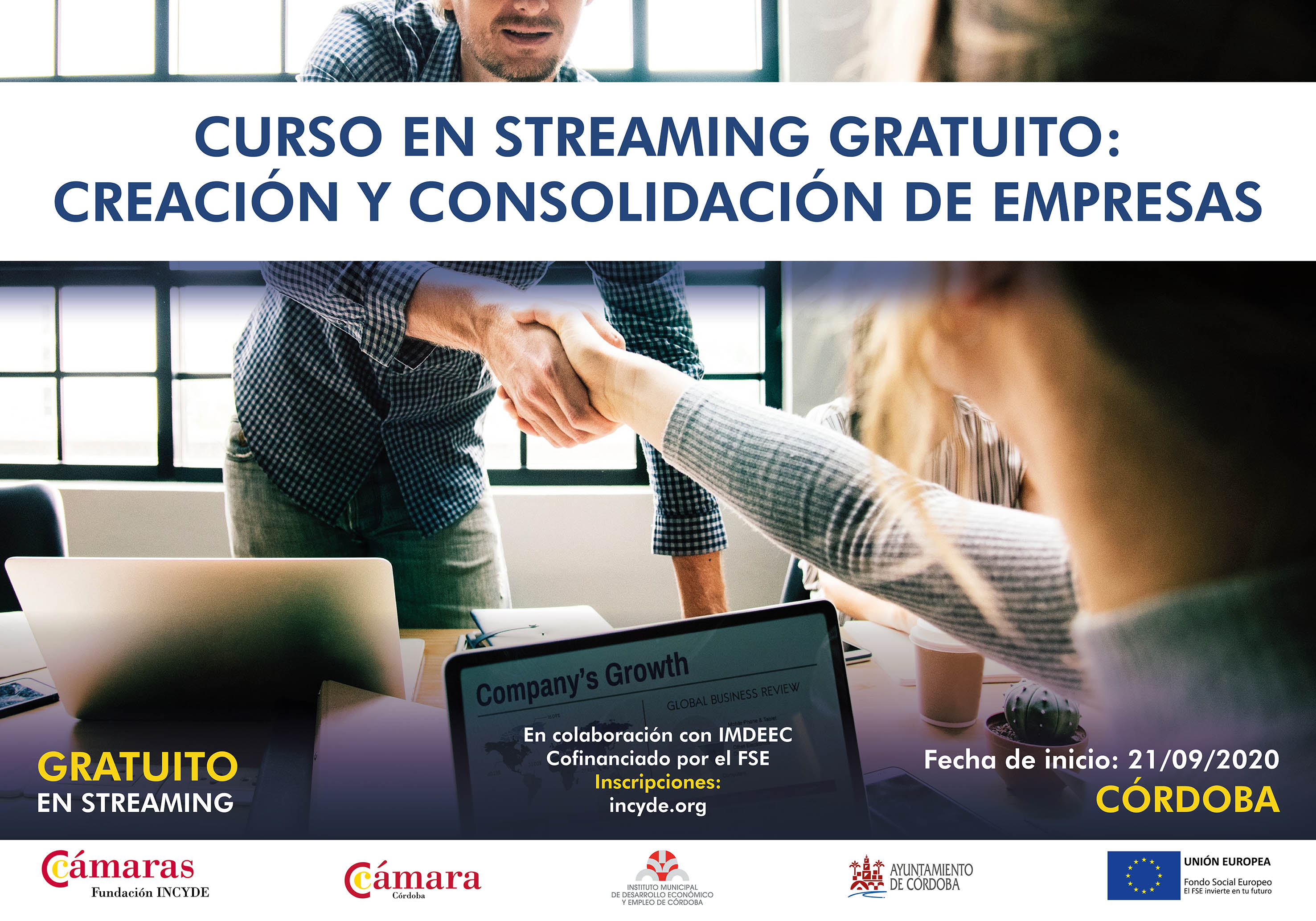 Curso gratuito en streaming ‘Autoempleo y consolidación empresarial’ de la Fundación INCYDE, para desempleados/as de Córdoba